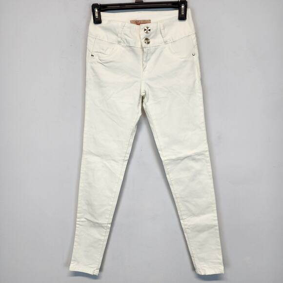 Nahomi Butt Enhancing Skinny Jeans Size 7 24x29 White Soft Low Rise Stretchy Y2K - Picture 1 of 15